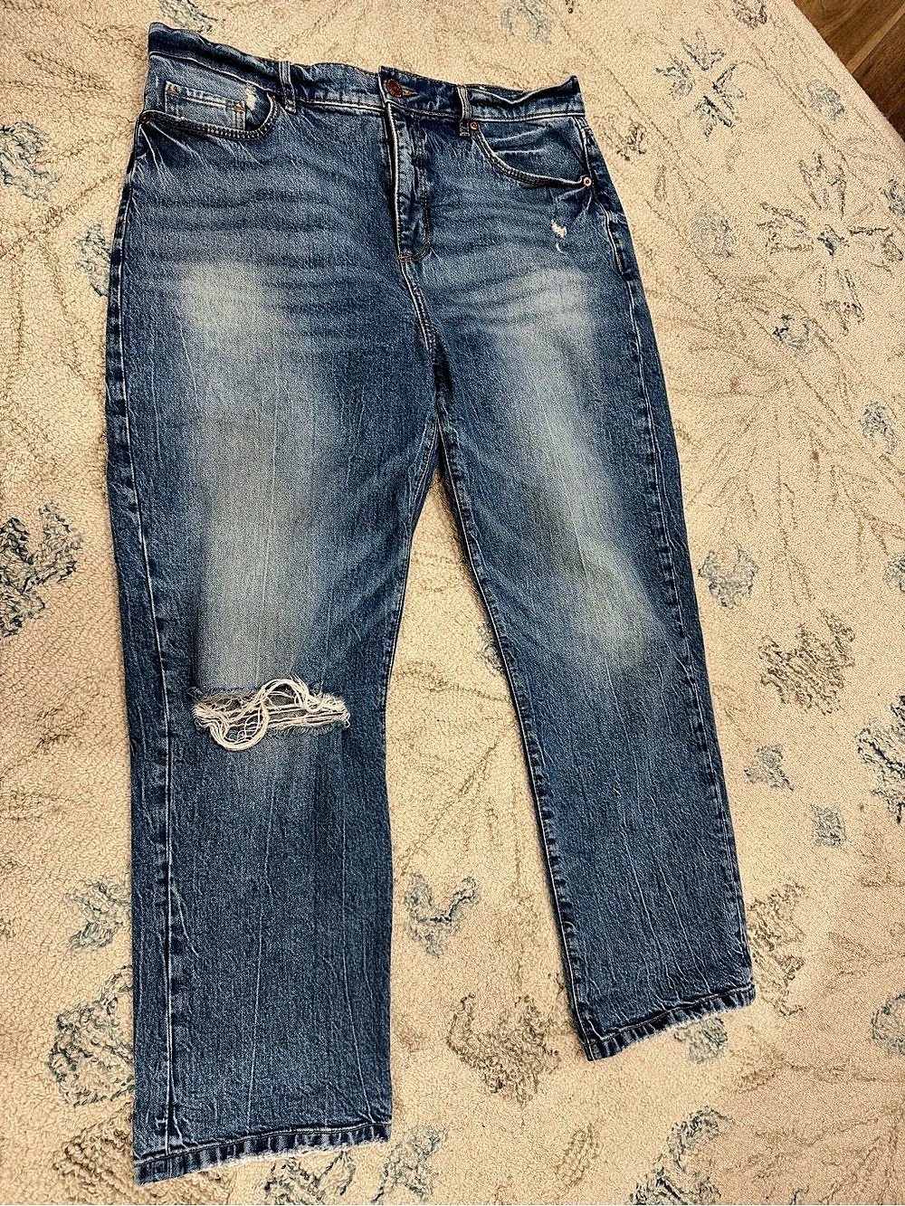 LOFT High Waist Straight Crop Jeans Straight Leg Jeans Blue Waist 10/30